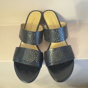 Talbots Slip on Wedged Sandal Navy Blue Women Size 6.5